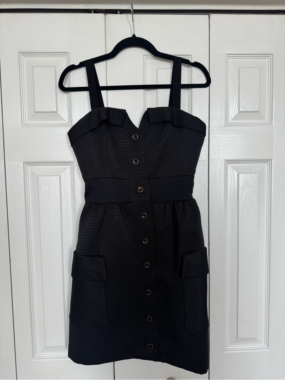 Ted Baker | Dresses | Ted Baker Black Strappy Buttonfront Mini Dress